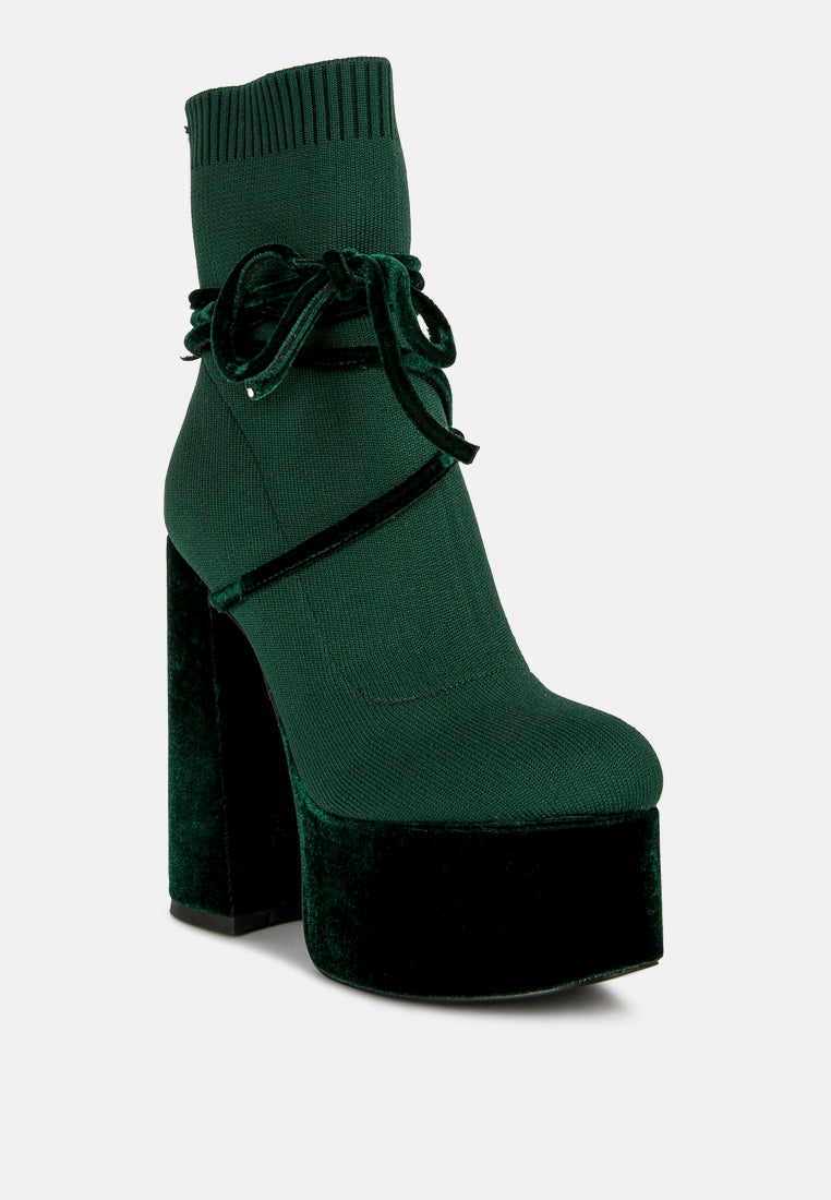 After Pay High Heel Velvet Knitted Boot